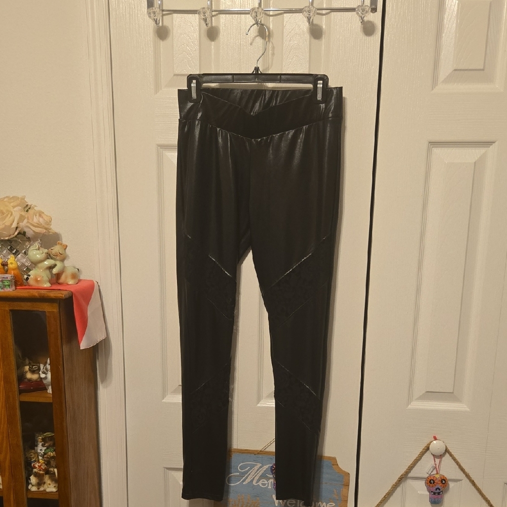 G by Guess Glossy Black Pants